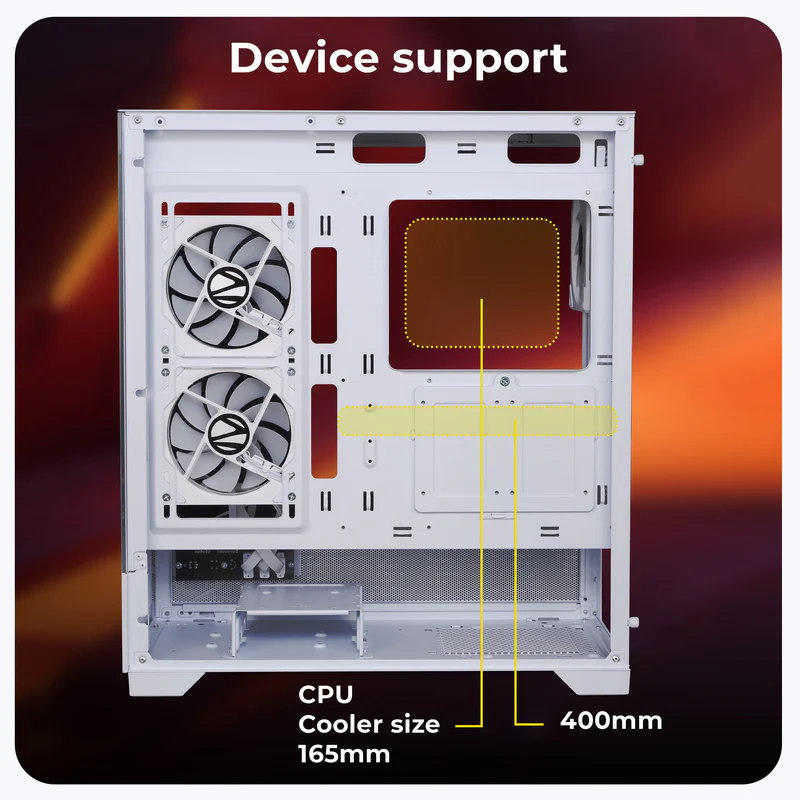 Zebronics Zeb Mutant White ATX Mid Tower Tempered Glass Front & Side Panel Gaming Cabinet With Pre-Installed ARGB Fans - Image 3