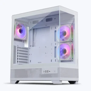Zebronics Zeb Mutant White ATX Mid Tower Tempered Glass Front & Side Panel Gaming Cabinet With Pre-Installed ARGB Fans
