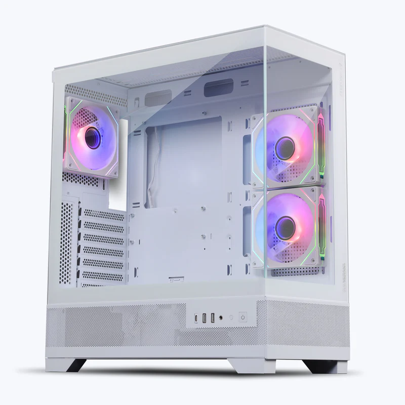 Zebronics Zeb Mutant White ATX Mid Tower Tempered Glass Front & Side Panel Gaming Cabinet With Pre-Installed ARGB Fans