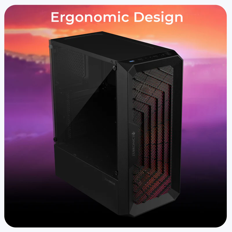 Zebronics Zeb Orcus Black ATX Mid Tower Gaming Cabinet With ARGB Fans - Image 2