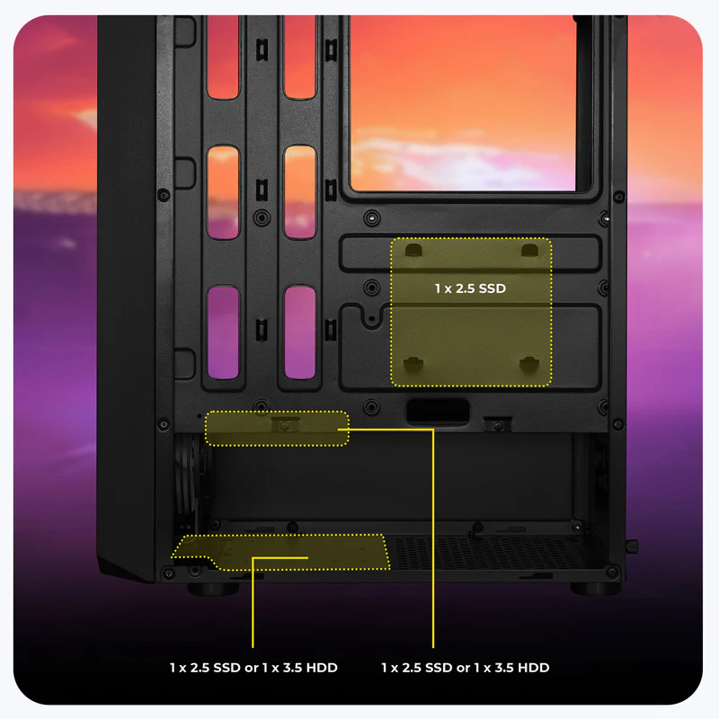 Zebronics Zeb Orcus Black ATX Mid Tower Gaming Cabinet With ARGB Fans - Image 8