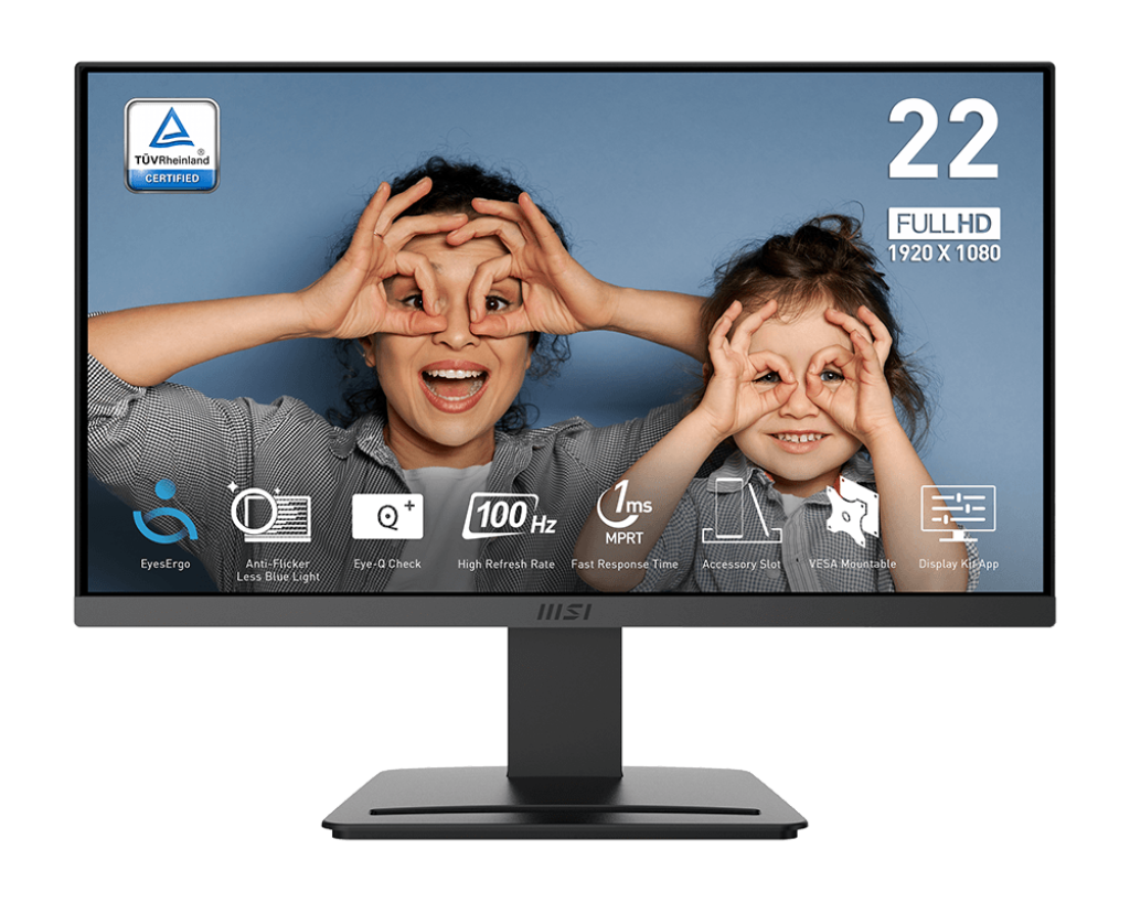 MSI PRO MP223 E2 21.45 Inch Flat VA Panel FHD 100Hz 1ms (MPRT) Anti-Glare Adaptive-Sync EyesErgo Technology Anti-Flicker Technology Business Productivity Monitors - Image 2