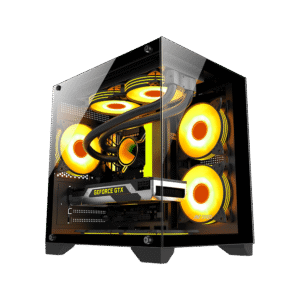 Ant Esports Crystal Z2 Micro-ATX Mid-Tower Sleek Tempered Glass Panels Black Cabinet With Pre-Installed Fans ( AESP0301 )