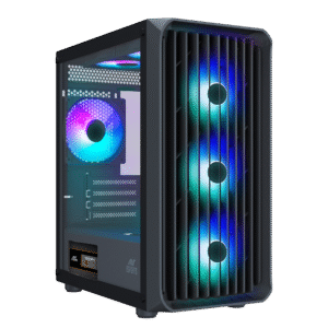 Ant Esports 205 Mini 6F Micro-ATX Mini-Tower Tempered Glass Side Panel Black Gaming Cabinet With Pre-Installed Fans ( AESP0312 )