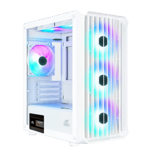 Ant Esports 205 Mini 6F Micro-ATX Mini-Tower Tempered Glass Side Panel White Cabinet With Pre-Installed RGB Fans ( AESP0313  )