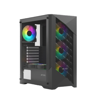 Ant Esports ICE 270M 6F ATX Mid Tower Tempered Glass Side Panel Black Gaming Cabinet With Pre-Installed Static RGB Fans ( AESP0354 )