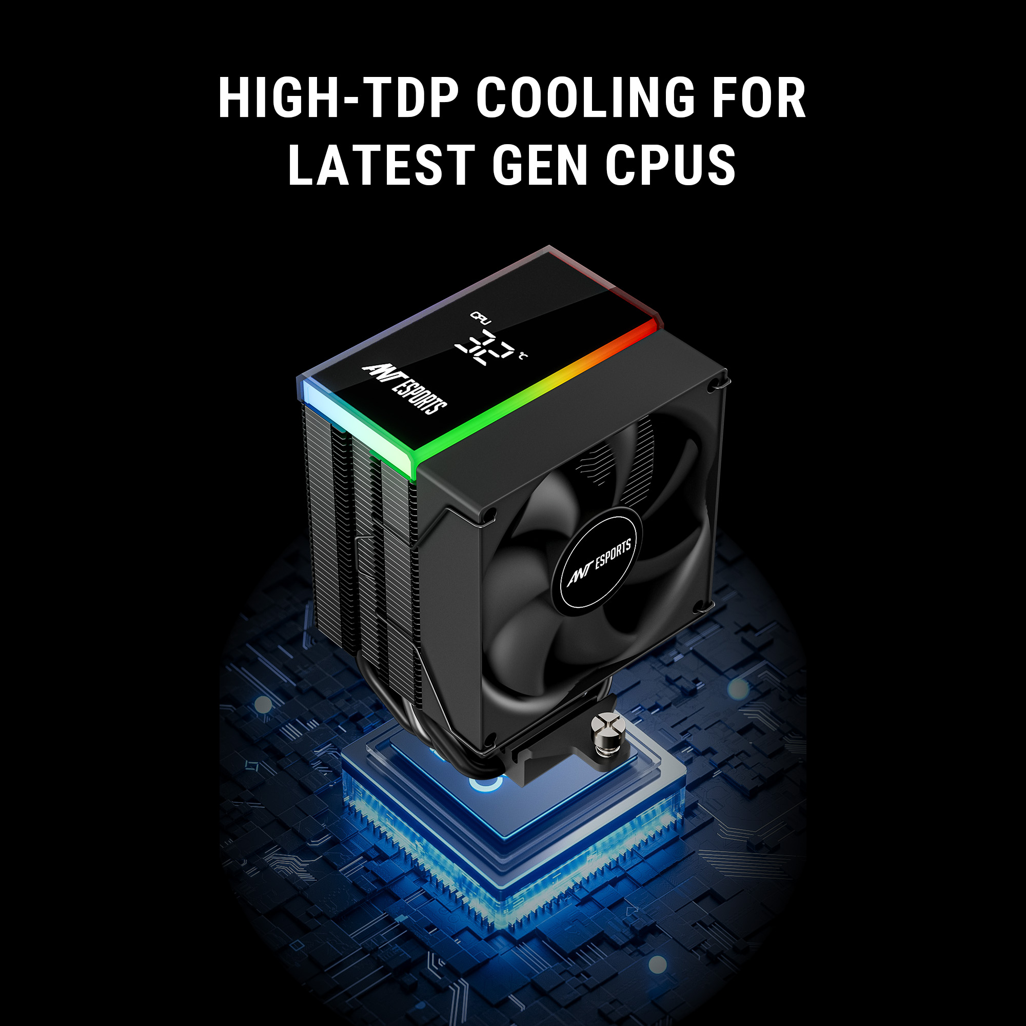 Ant Esports V4 Digital ARGB LGA1851 AM5 Black CPU Air Cooler ( AESP0380 ) - Image 5