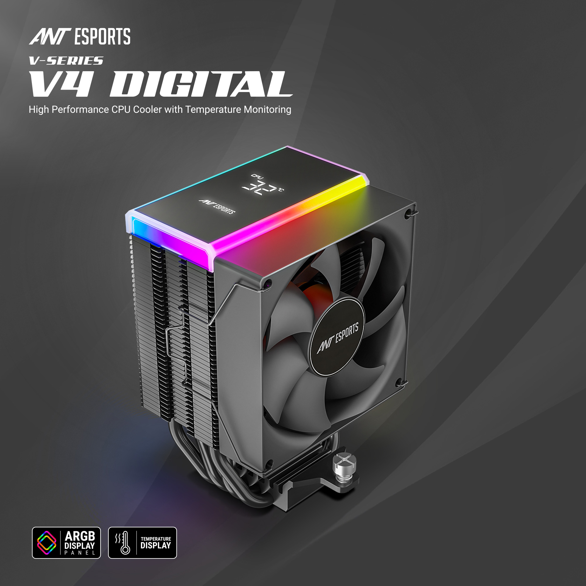 Ant Esports V4 Digital ARGB LGA1851 AM5 Black CPU Air Cooler ( AESP0380 ) - Image 2
