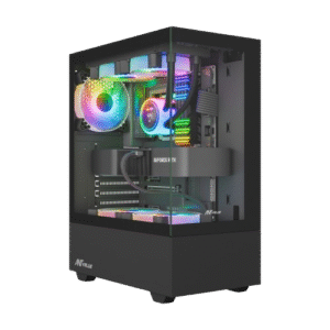 Ant Value CV100 M-ATX Mid-Tower Tempered Glass Side Panel Black Gaming Cabinet With Pre-Installed Rainbow Fans ( AVLC0003 )