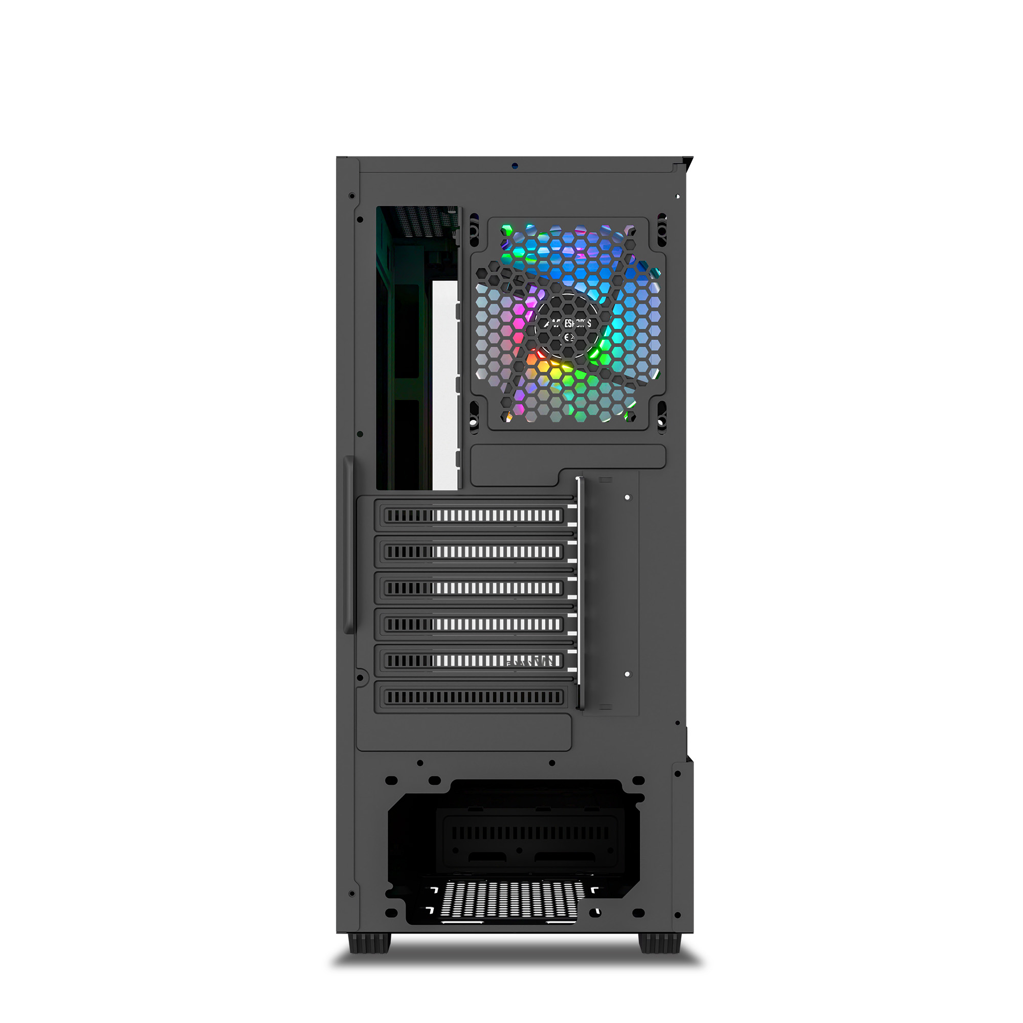 Ant Value CV100 M-ATX Mid-Tower Tempered Glass Side Panel Black Gaming Cabinet With Pre-Installed Rainbow Fans ( AVLC0003 ) - Image 6