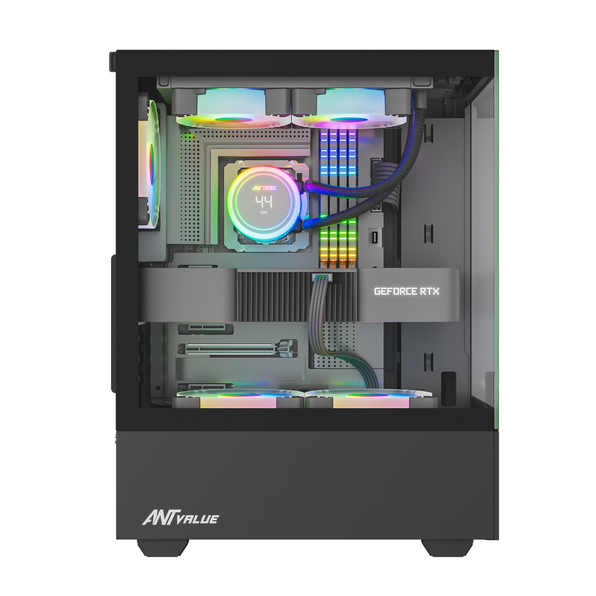 Ant Value CV100 M-ATX Mid-Tower Tempered Glass Side Panel Black Gaming Cabinet With Pre-Installed Rainbow Fans ( AVLC0003 ) - Image 8