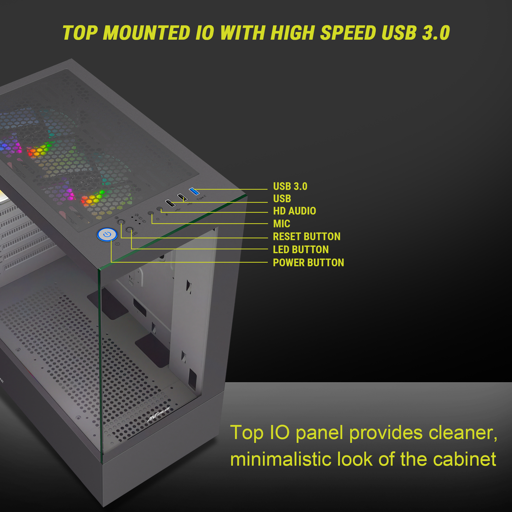 Ant Value CV100 M-ATX Mid-Tower Tempered Glass Side Panel Black Gaming Cabinet With Pre-Installed Rainbow Fans ( AVLC0003 ) - Image 11