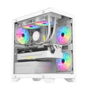 Ant Value CV200 M-ATX Mid-Tower Tempered Glass Side Panel White Gaming Cabinet With Pre-Installed Static RGB Fans ( AVLC0007 )