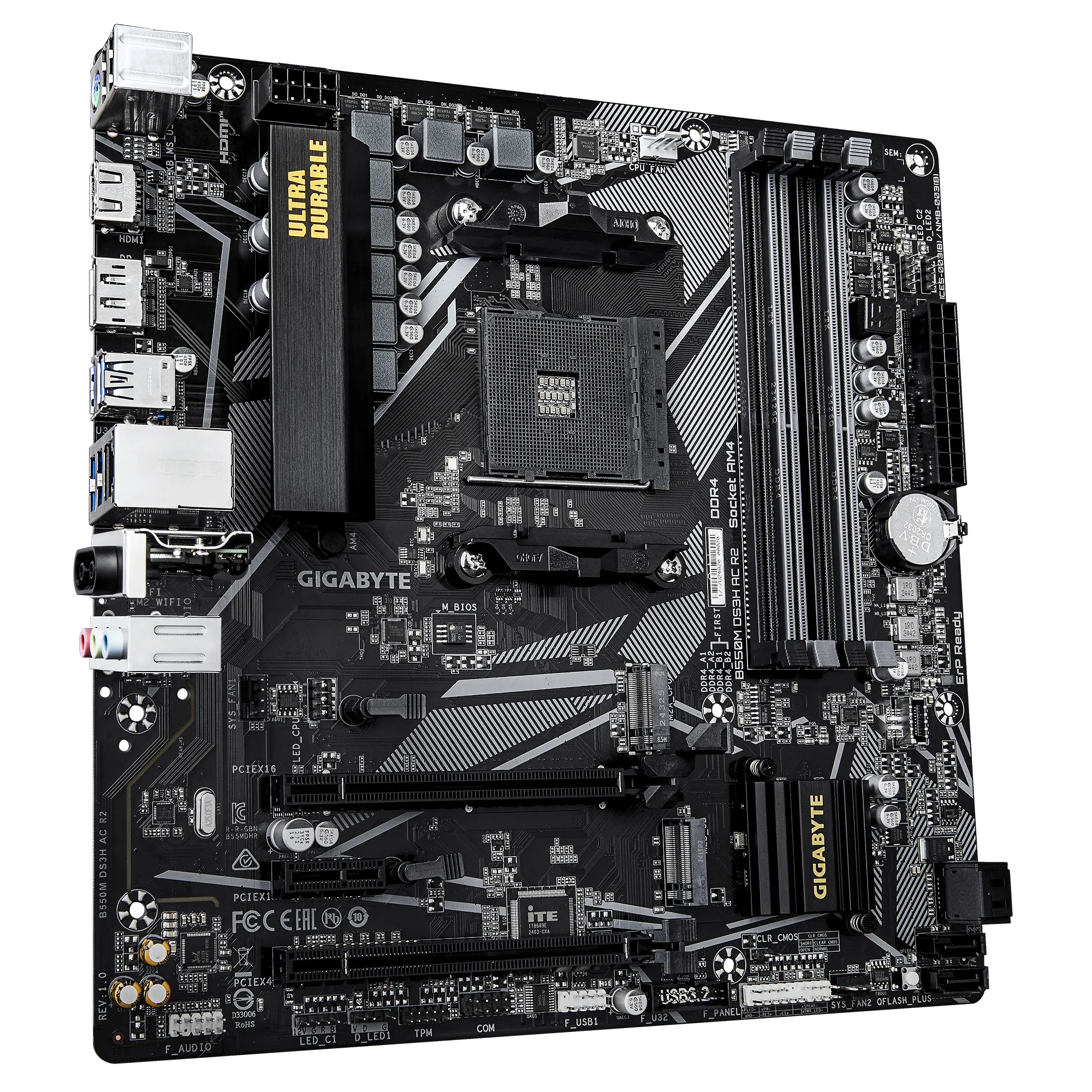 Gigabyte B550M DS3H AC R2 Micro ATX Motherboard ( AMD Socket AM4, Support AMD Ryzen 5000 G, 5000, 4000 G, 3000 G, 3000 Series Processors, 4 x DDR4 RAM Slots, Max 128GB RAM ) - Image 3