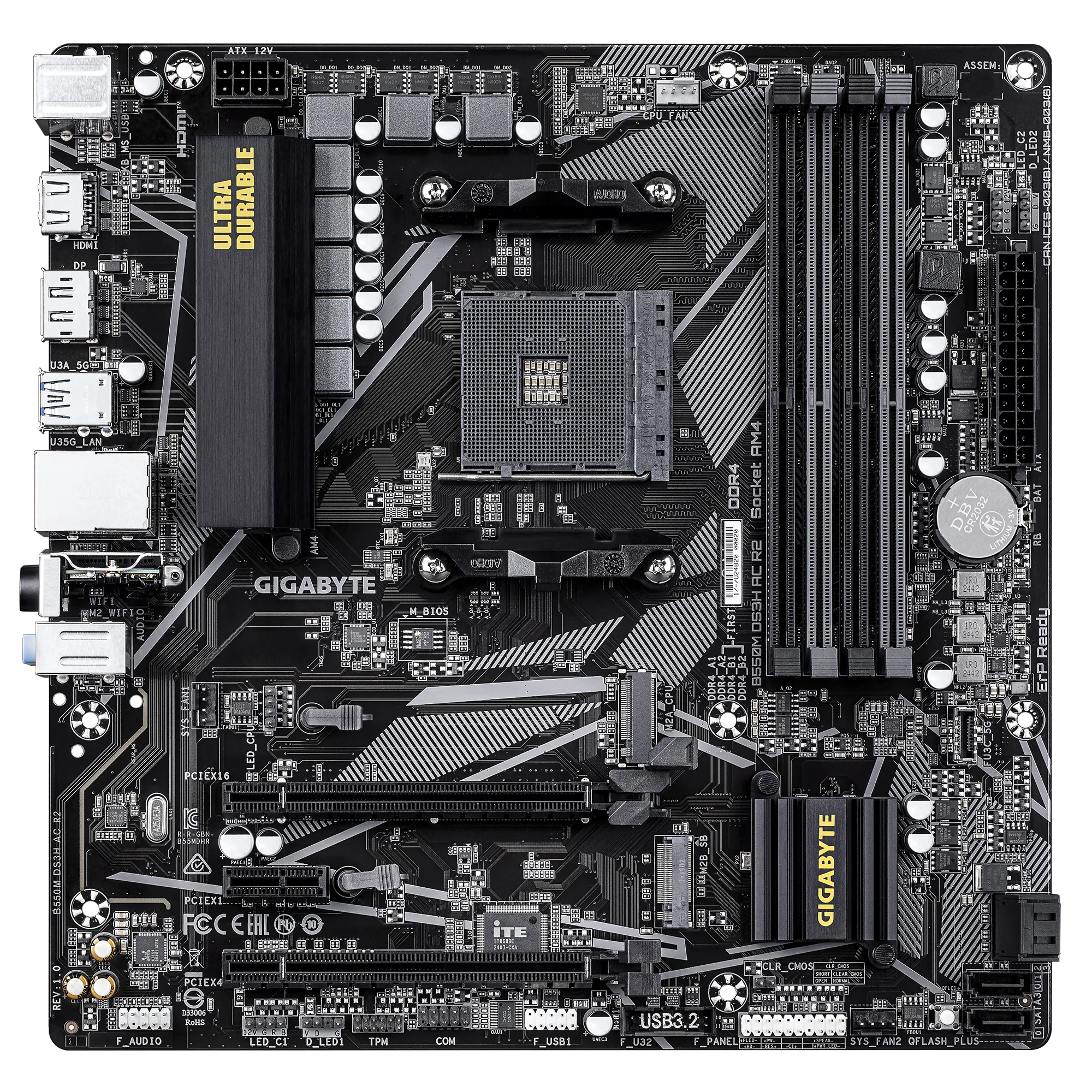 Gigabyte B550M DS3H AC R2 Micro ATX Motherboard ( AMD Socket AM4, Support AMD Ryzen 5000 G, 5000, 4000 G, 3000 G, 3000 Series Processors, 4 x DDR4 RAM Slots, Max 128GB RAM ) - Image 4