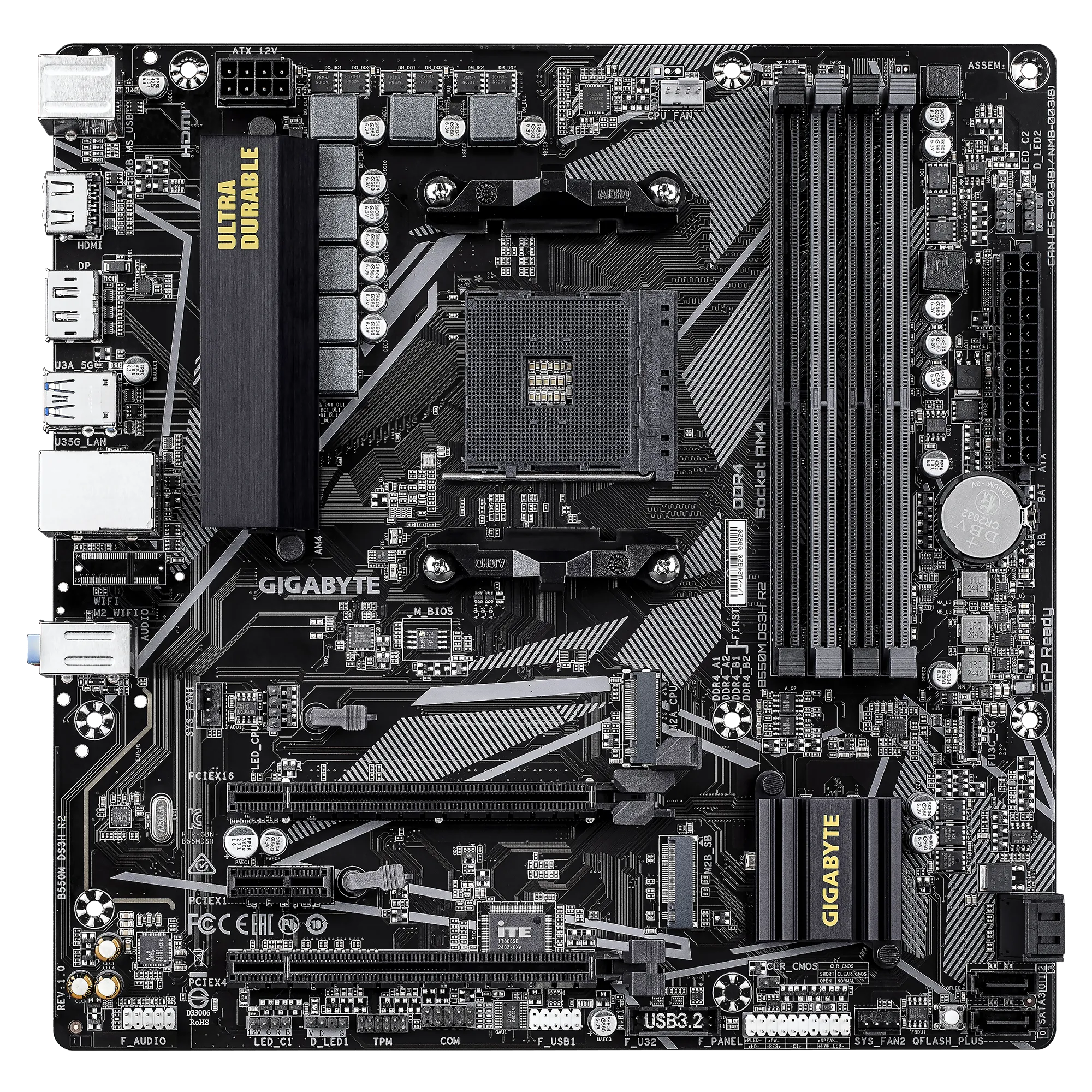 Gigabyte B550M DS3H R2 Micro ATX Motherboard ( AMD Socket AM4, Support AMD Ryzen 5000 G, 5000, 4000 G, 3000 G, 3000 Series Processors, 4 x DDR4 RAM Slots, Max 128GB RAM ) - Image 2