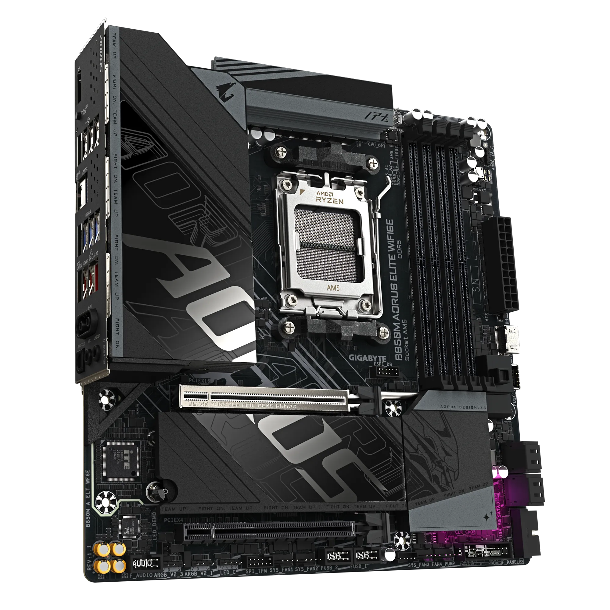 Gigabyte B850M AORUS ELITE WIFI6E (rev. 1.x) Micro ATX Motherboard ( AMD Socket AM5, Support AMD Ryzen 9000, 8000, 7000 Series Processors, 4 x DDR5 RAM Slots, Max 256GB RAM ) - Image 4