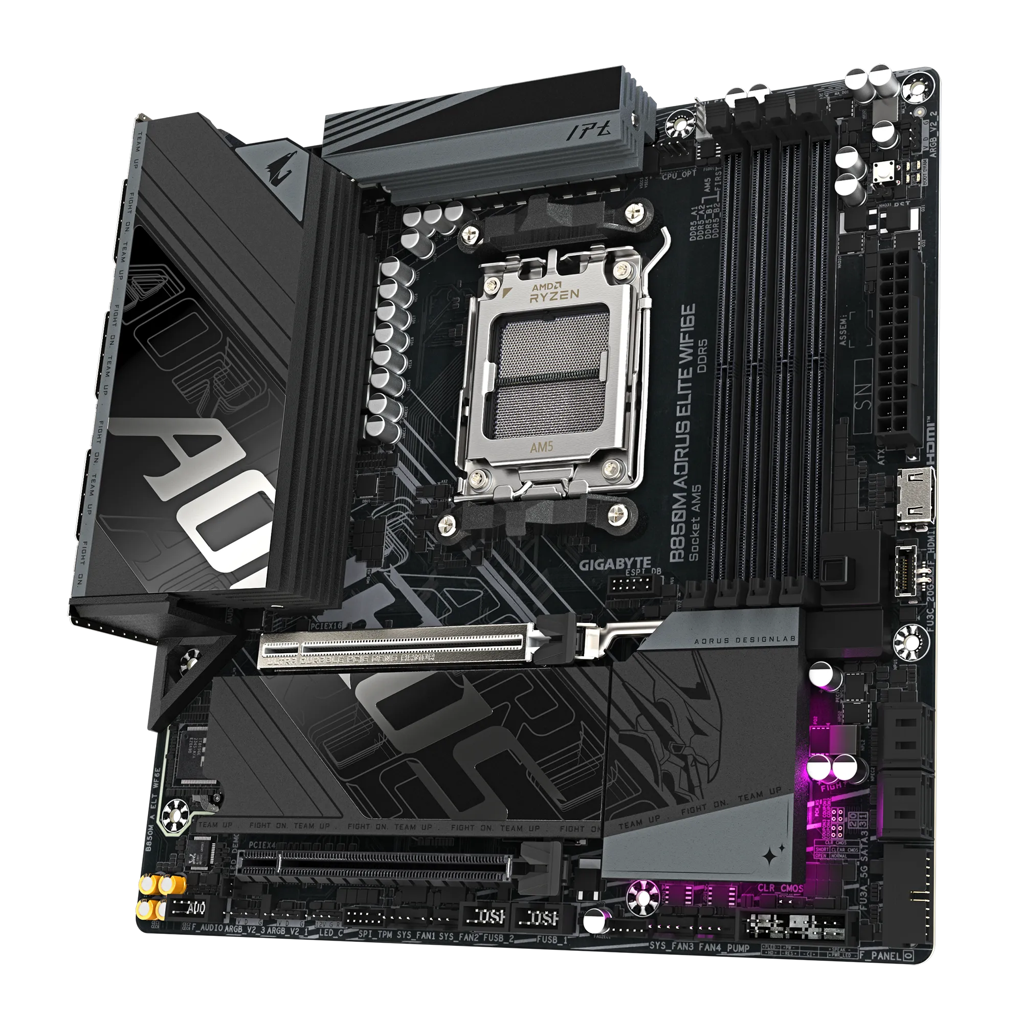 Gigabyte B850M AORUS ELITE WIFI6E (rev. 1.x) Micro ATX Motherboard ( AMD Socket AM5, Support AMD Ryzen 9000, 8000, 7000 Series Processors, 4 x DDR5 RAM Slots, Max 256GB RAM ) - Image 3