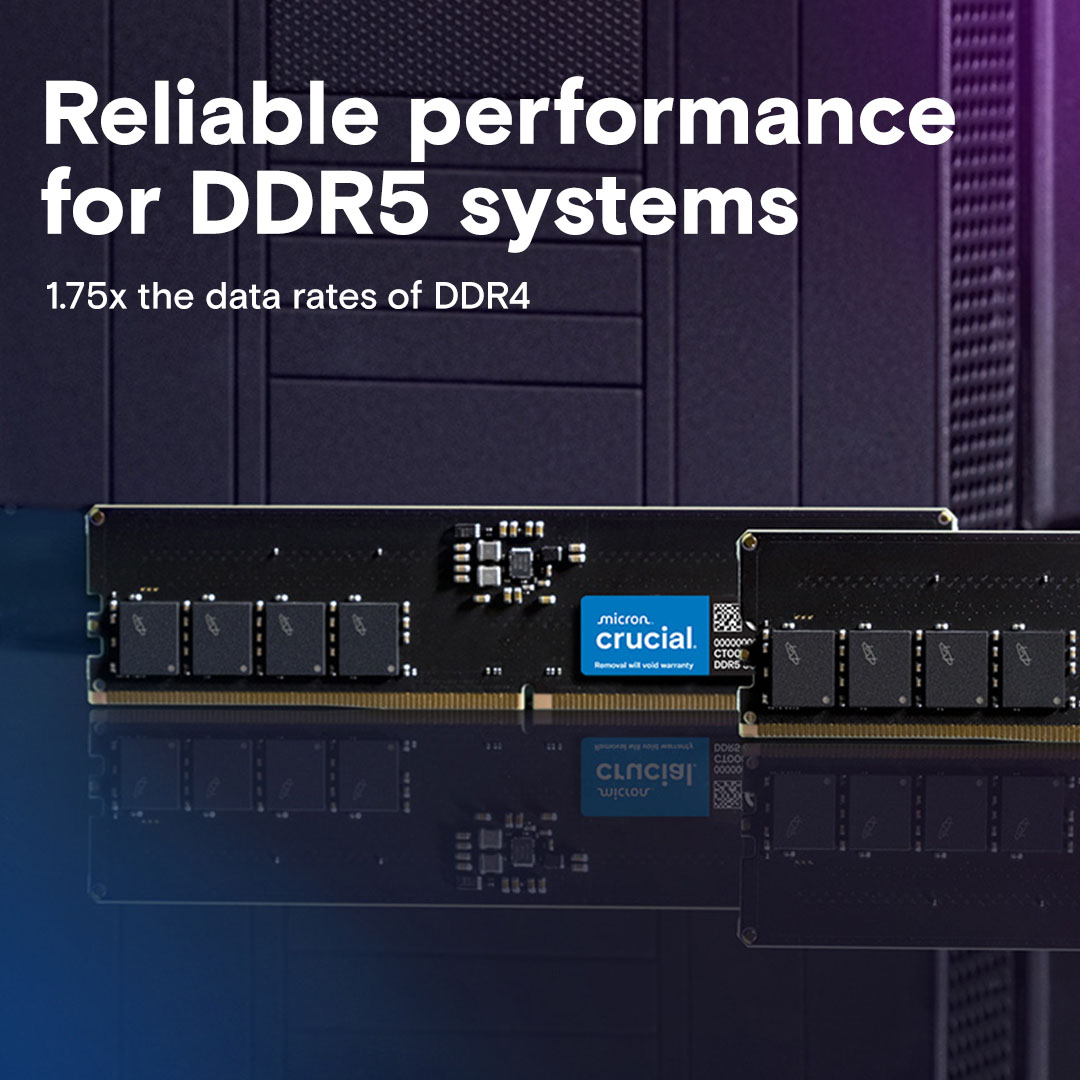 Crucial 32GB (32GBx1) DDR5 5600MHz CL46 UDIMM Black Desktop RAM ( CT32G56C46U5 ) - Image 3