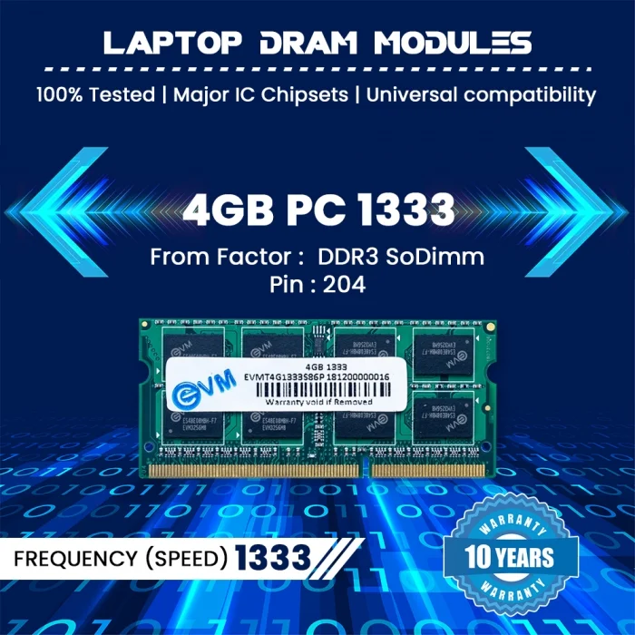 EVM 4GB DDR3 1333MHz CL11 Laptop Ram ( EVMT4G1333S86P 4GB ) - Image 3