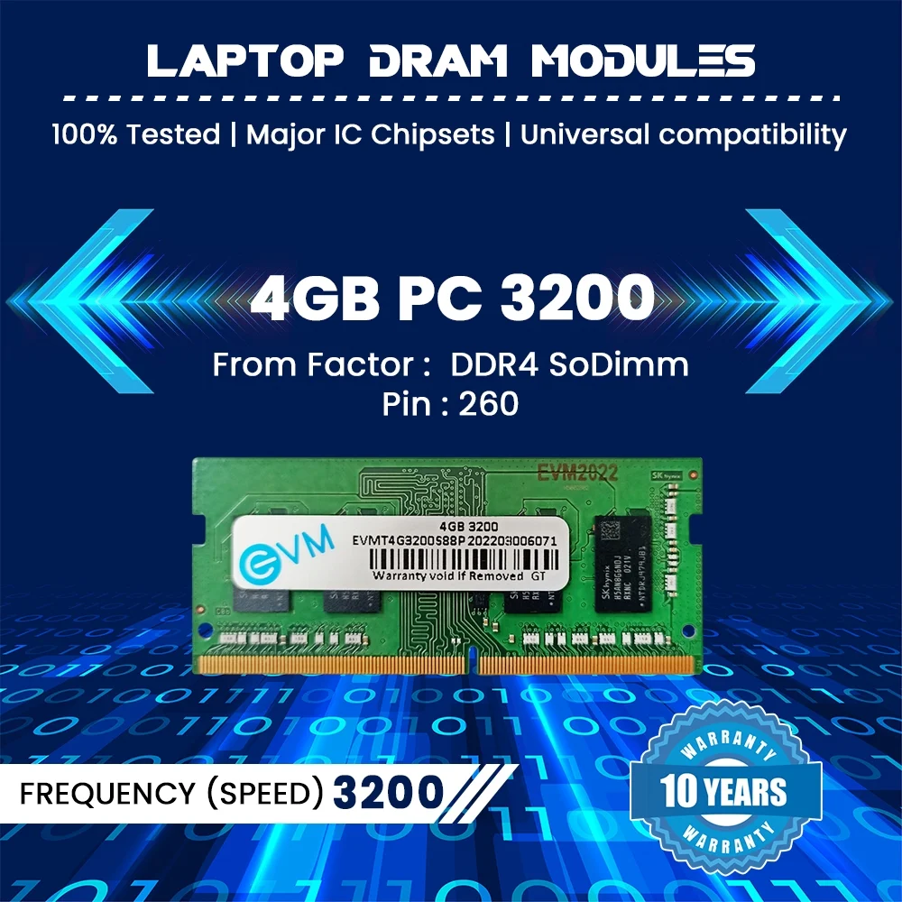 EVM 4GB DDR4 3200MHz CL15 Laptop Ram ( EVMT4G3200S88P ) - Image 2