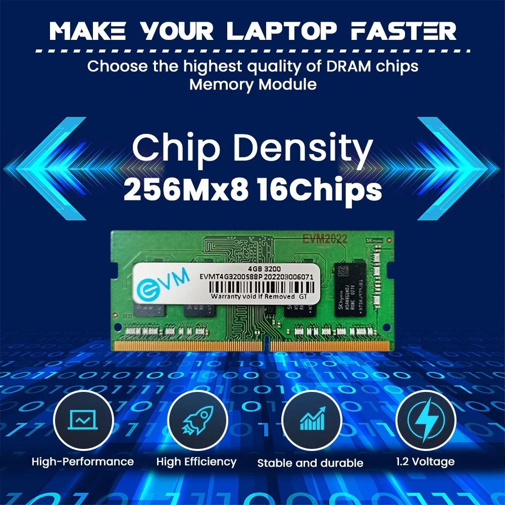 EVM 4GB DDR4 3200MHz CL15 Laptop Ram ( EVMT4G3200S88P ) - Image 3