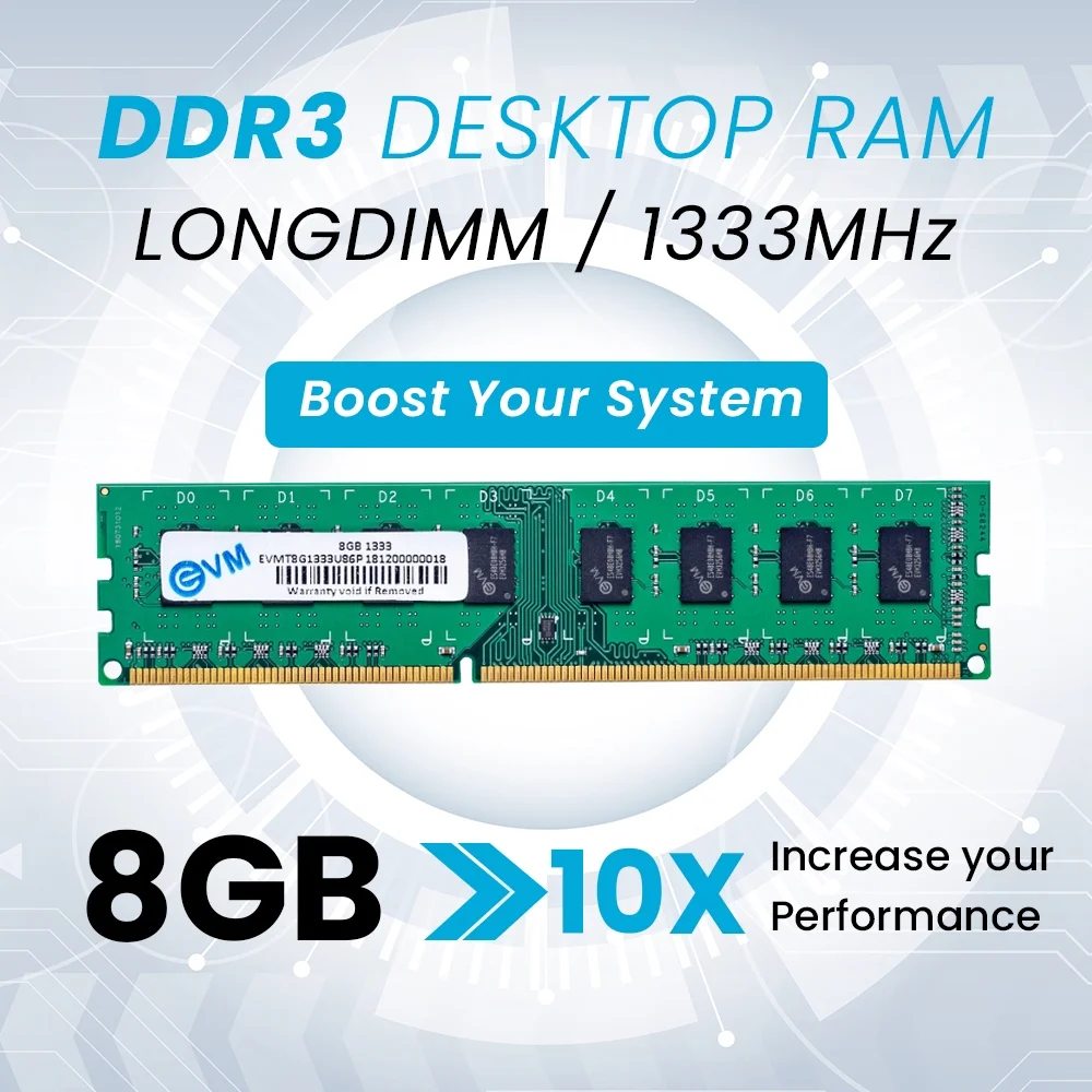EVM 8GB DDR3 1333MHz CL11 Desktop RAM (EVMT8G1333U86P ) - Image 2