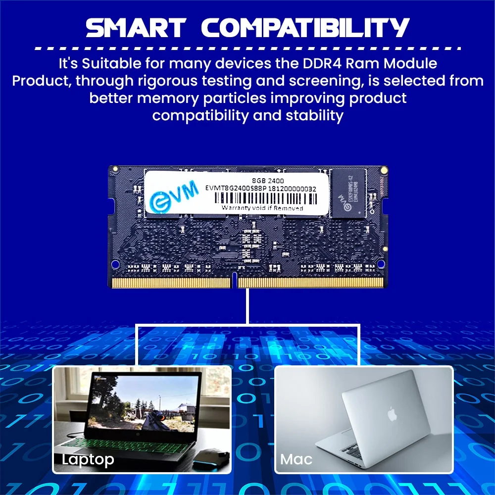 EVM 8GB DDR4 2400MHz CL11 Laptop RAM ( EVMT8G2400S88P ) - Image 6