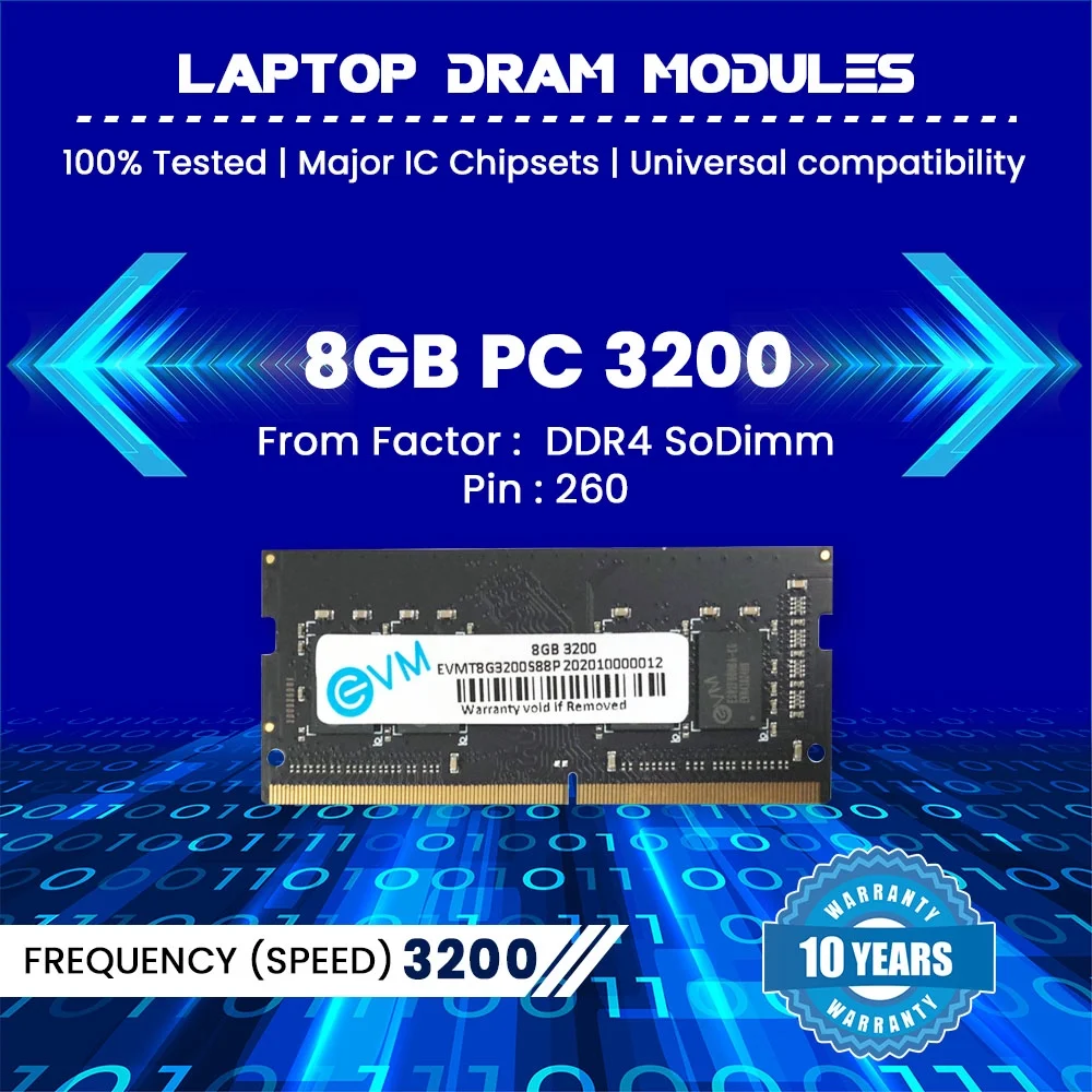 EVM 8GB DDR4 3200MHz CL11 Laptop Ram ( EVMT8G3200S88P ) - Image 2