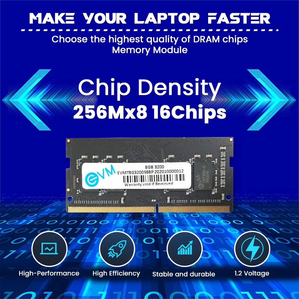 EVM 8GB DDR4 3200MHz CL11 Laptop Ram ( EVMT8G3200S88P ) - Image 3