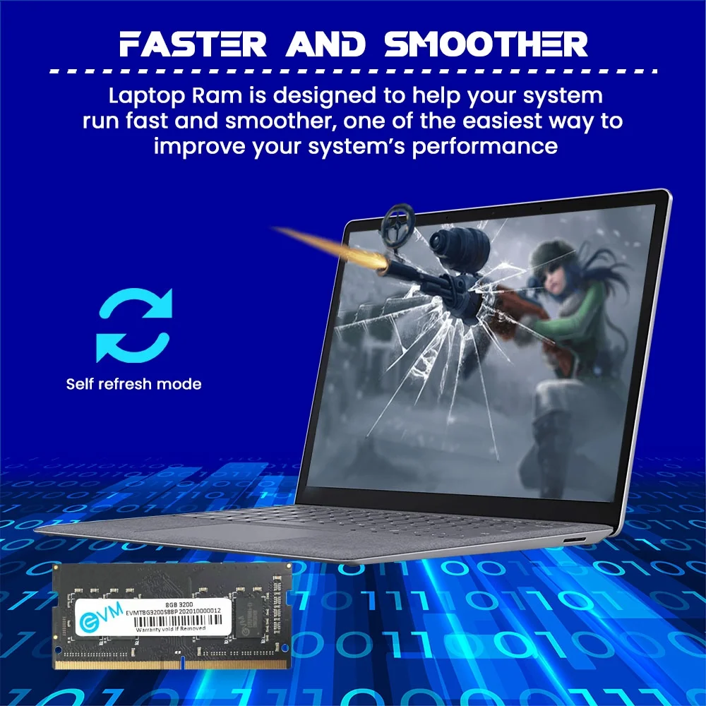EVM 8GB DDR4 3200MHz CL11 Laptop Ram ( EVMT8G3200S88P ) - Image 4