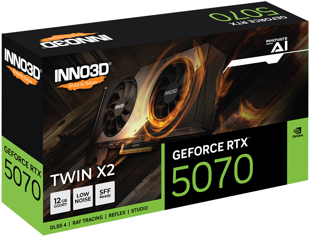 INNO3D GeForce RTX 5070 TWIN X2 12GB GDDR7 192-bit Gaming Graphics Card With Dual Fans ( N50702-12D7-195064N ) - Image 3