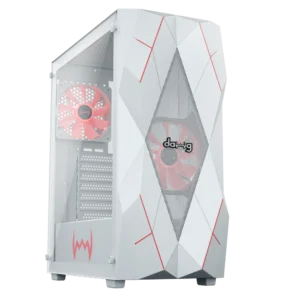 Dawg V 240 White ATX Mid Tower Tempered Glass Side Panel Cabinet With Pre-Installed Center Glow Multicolor Fans