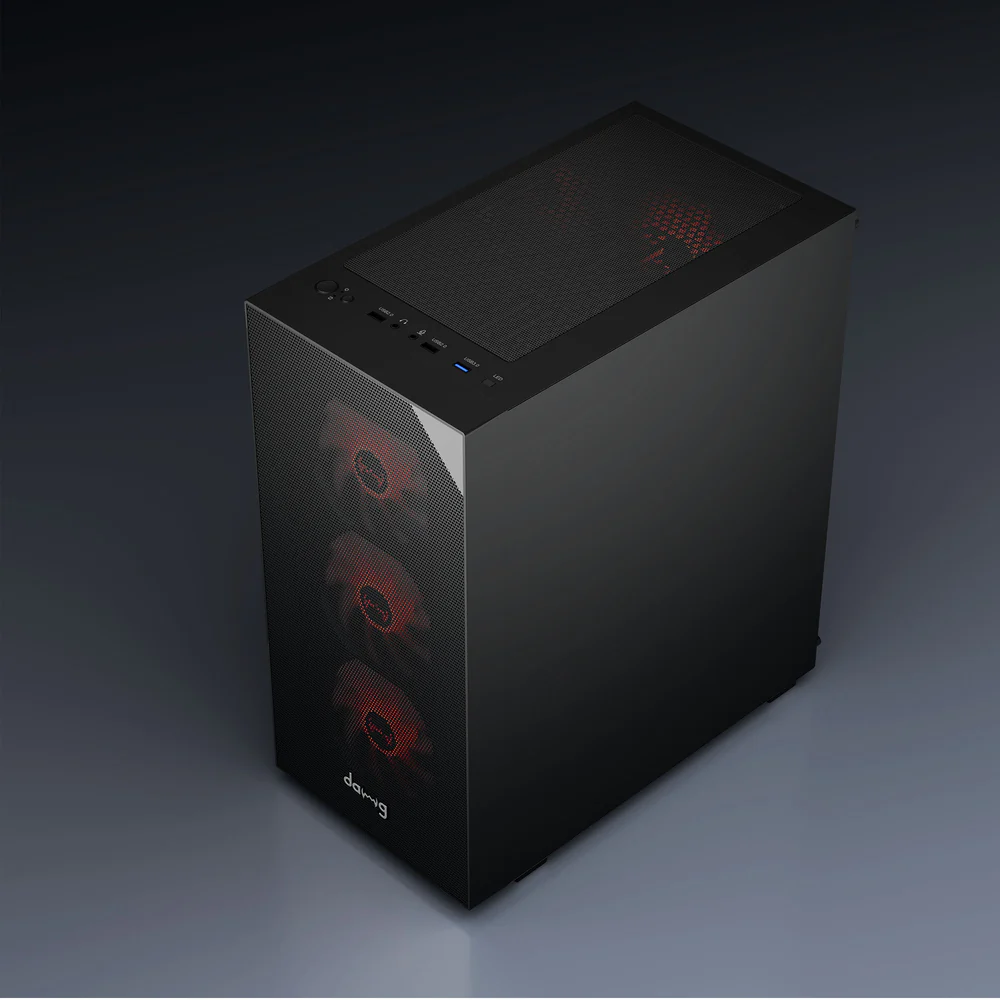 Dawg X 440 Black ATX Mid Tower Tempered Glass Side Panel Cabinet With Pre-Installed Center Glow ARGB Fans - Image 2