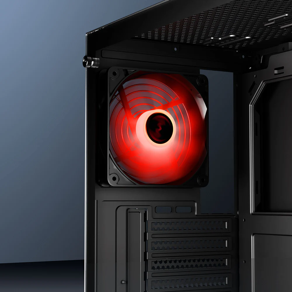 Dawg X 440 Black ATX Mid Tower Tempered Glass Side Panel Cabinet With Pre-Installed Center Glow ARGB Fans - Image 6