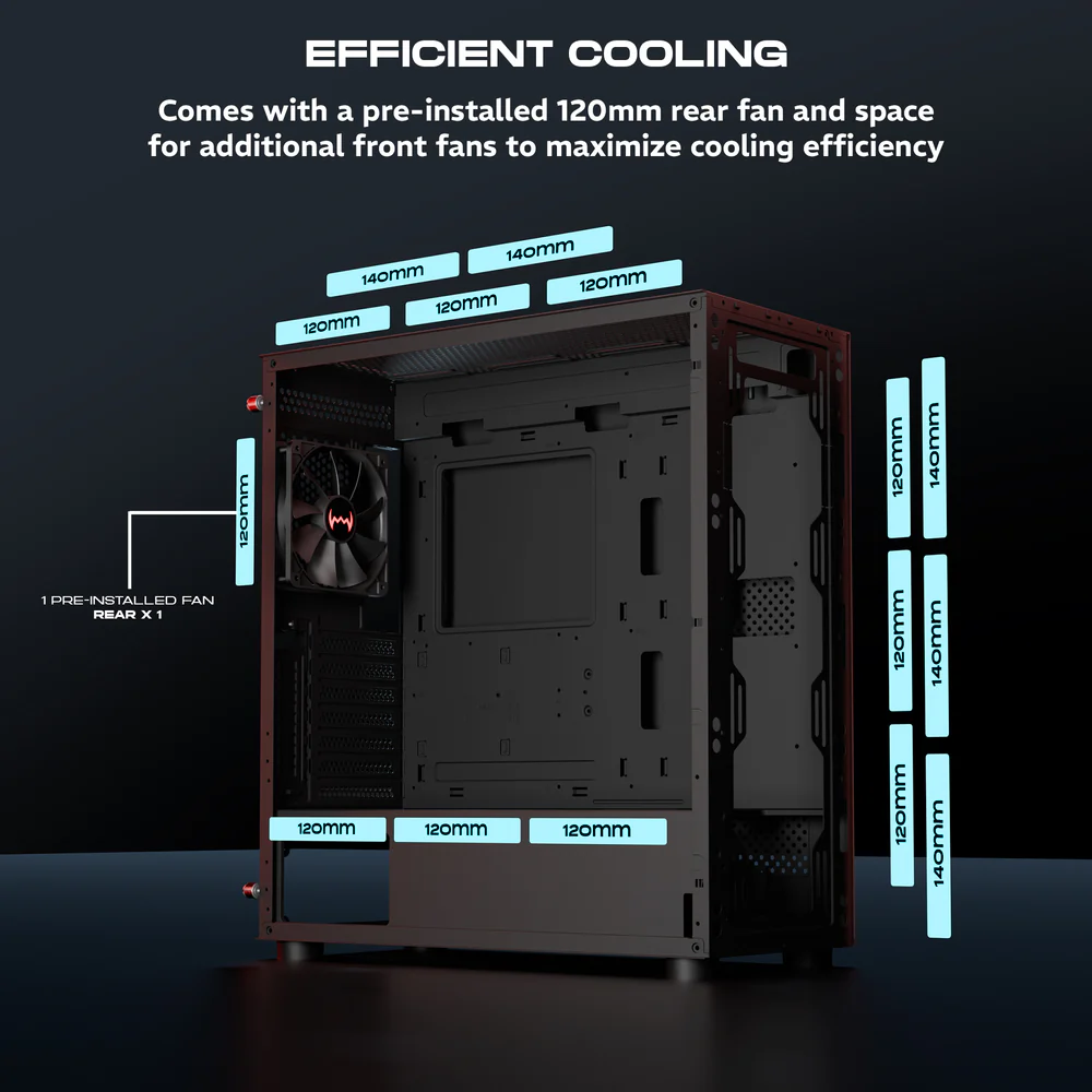 Dawg X 490 Black EATX Full Tower Cabinet With Pre-Installed Fan - Image 4