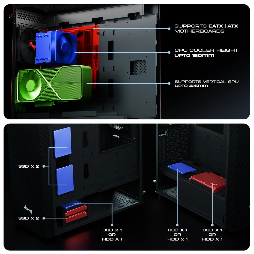 Dawg X 490 Black EATX Full Tower Cabinet With Pre-Installed Fan - Image 6