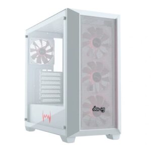 Dawg X 540 White EATX Full Tower Tempered Glass Side Panel Cabinet With Pre-Installed Center Glow ARGB Fans