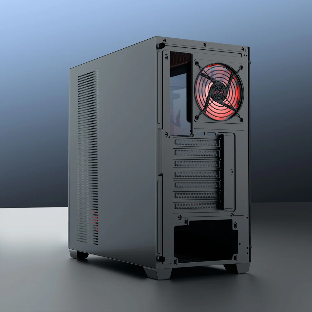 Dawg X 540 Black EATX Full Tower Tempered Glass Side Panel Cabinet With Pre-Installed Center Glow ARGB Fans - Image 3
