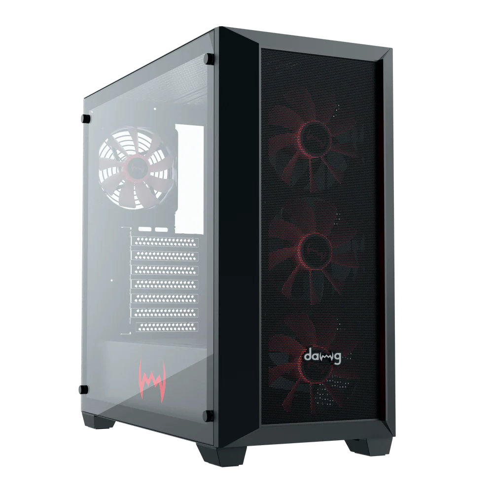 Dawg X 540 Black EATX Full Tower Tempered Glass Side Panel Cabinet With Pre-Installed Center Glow ARGB Fans