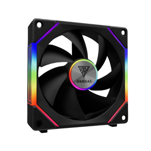 Gamdias AEOLUS P2-1203 120 mm Hydraulic Bearing 4Pin PWM Connector Triple Pack Black ARGB Cabinet Fan ( AEOLUS-P2-1203 ) - Image 6