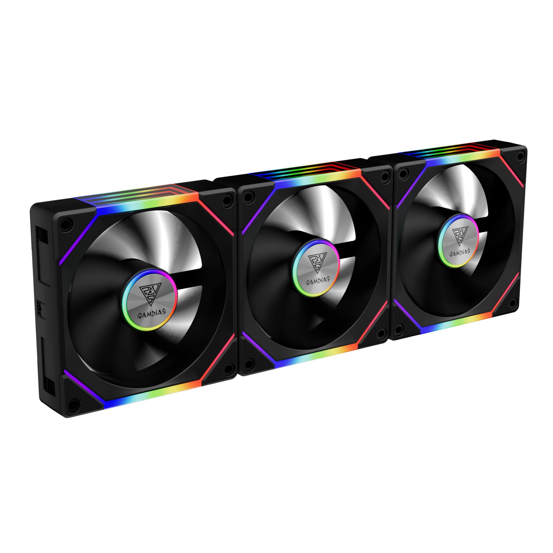 Gamdias AEOLUS P2-1203 120 mm Hydraulic Bearing 4Pin PWM Connector Triple Pack Black ARGB Cabinet Fan ( AEOLUS-P2-1203 )