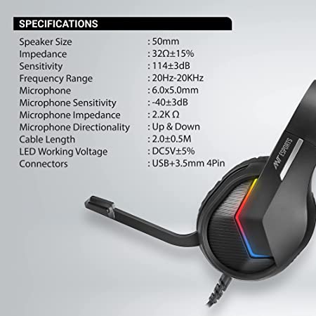 Ant Esports H1100 Pro Wired RGB 50mm Drivers Black Gaming Headphone ( AEPP0022 ) - Image 4