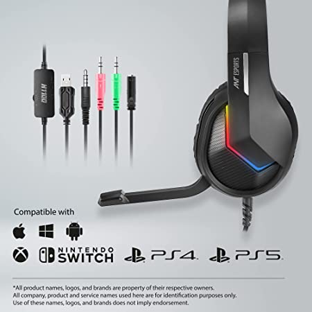 Ant Esports H1100 Pro Wired RGB 50mm Drivers Black Gaming Headphone ( AEPP0022 ) - Image 5
