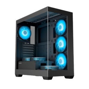 Ant Esports Crystal X7 ATX Mid Tower Tempered Glass Side Panel Black PC Cabinet With Pre-Installed ARGB Fans ( AESP0322 )