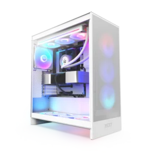 NZXT H7 Flow RGB White E-ATX Mid-Tower Ultra-Clear Tempered Glass Airflow PC Case With Pre-installed RGB Fans ( CM-H72FW-R1 )