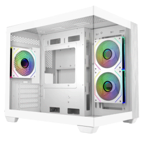 Cooler Master Elite 481 Wood White Micro ATX Mini Tower Tempered Glass + Wood PC Case With Pre-installed ARGB PWM Fans ( E481-WHNN-S00 )