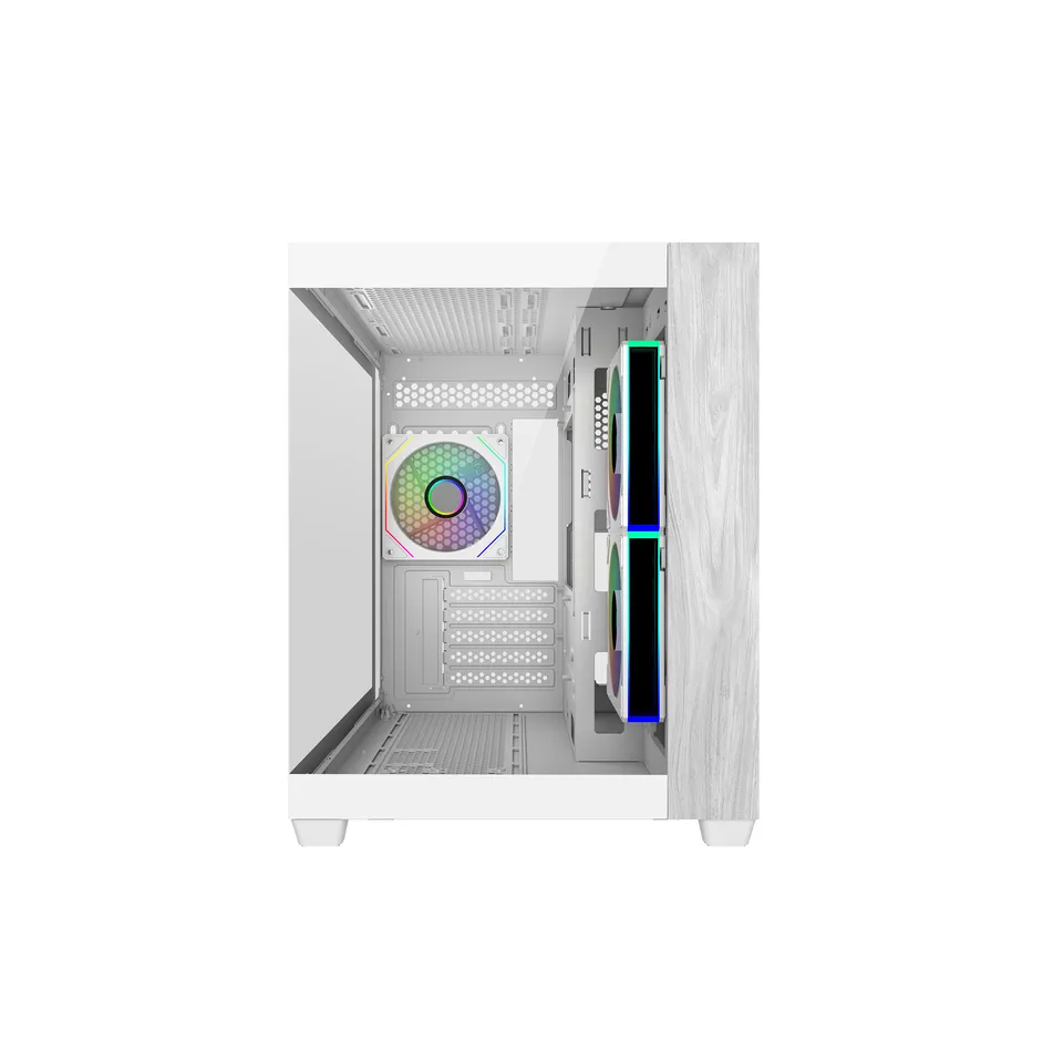Cooler Master Elite 481 Wood White Micro ATX Mini Tower Tempered Glass + Wood PC Case With Pre-installed ARGB PWM Fans ( E481-WHNN-S00 ) - Image 2
