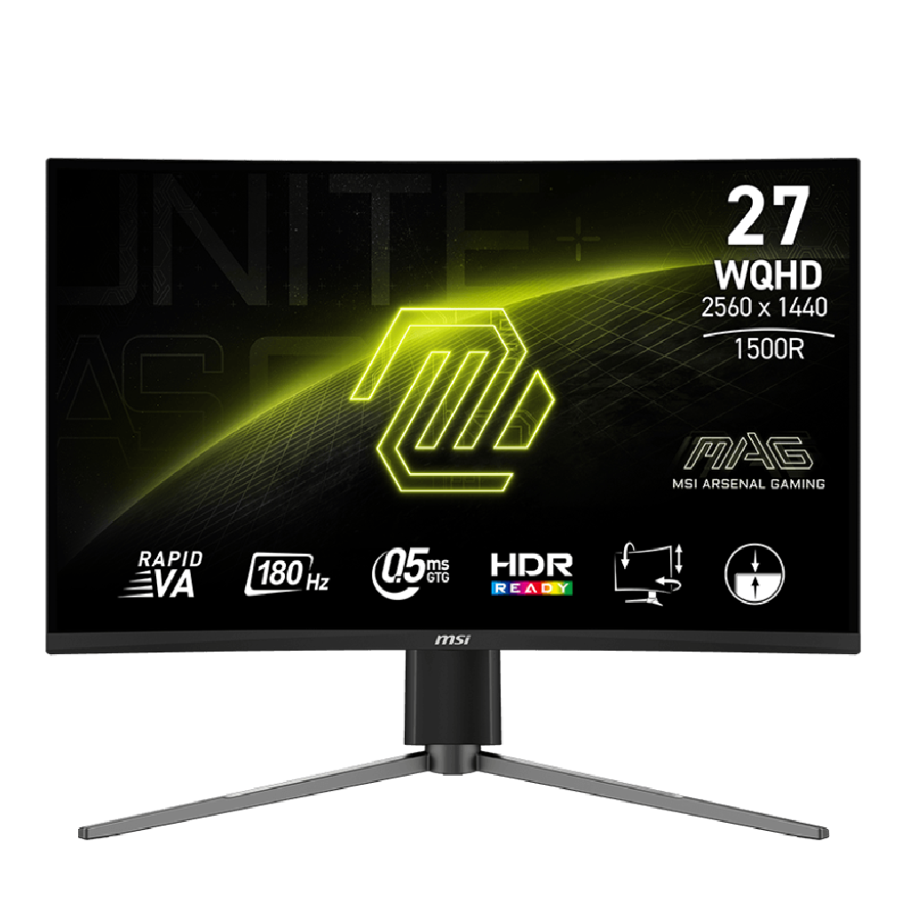 MSI MAG 27CQ6PF 27 Inch Curve 1500R Rapid VA WQHD 180Hz 0.5ms (GtG, Min.) AMD FreeSync HDR Ready Anti-glare Gaming Monitor