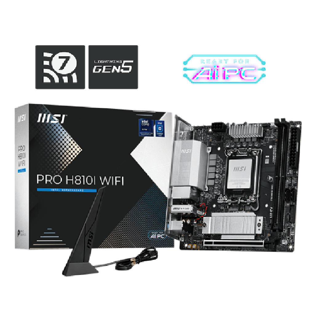 MSI PRO H810I WIFI Mini-ITX Motherboard ( Intel Socket LGA 1851, Supports Intel Core Ultra Processors (Series 2) Desktop Cpu, 2x DDR5 RAM Slots, Max 128GB RAM )